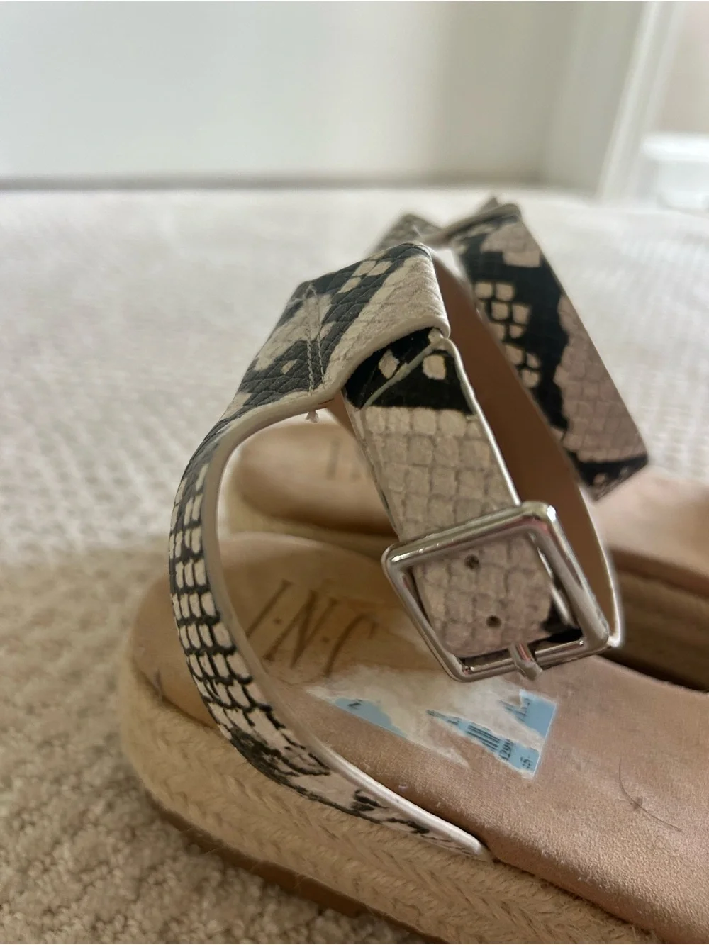 Women’s Snake-Print Espadrille Sandals in Black & White